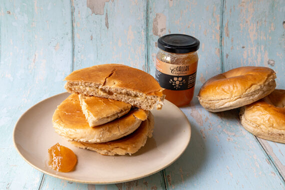 Receptfoto gestreken maastellen met boter en Callas confiture appel karamel